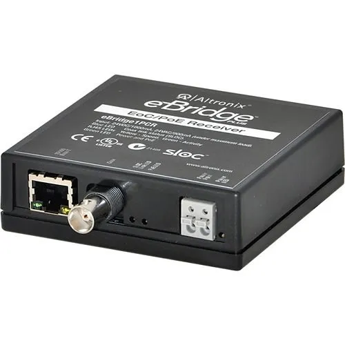 Altronix EBRIDGE1PCR EoC Single-Port Receiver, 25Mbps, Generates PoE, 24VDC or 24VAC, Requires Compatible Transceiver