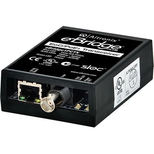 Altronix EBRIDGE1PCTX EoC Single-Port Transceiver, 25Mbps, Passes PoE/PoE+ from Receiver, Requires Compatible Receiver