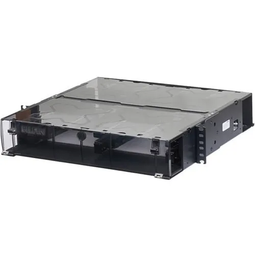 Belden ECX-02U FiberExpress ECX Patch Panel Housing, Holds ECX Adapter Frames or Cassettes, 19" W, 2U, Black