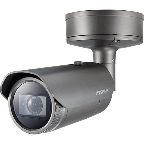 Hanwha PNO-A9081R Wisenet P-Series 8MP AI IR Bullet Camera, 4.5-10mm Varifocal Lens