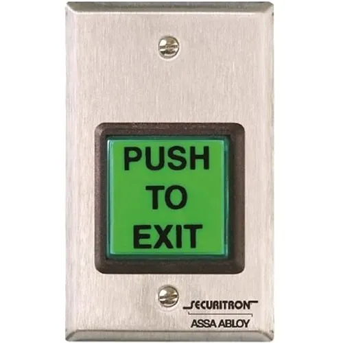 Securitron EEB2 Emergency Exit Button with 30 Second Release, Single Gang, Interchangeable Green, Red, and Handicap Lenses