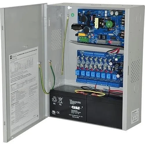 Altronix EFLOW4NA8V Access Power Controller with Power Supply / Charger, Includes BC400 Enclosure, 8-Fused Relay Outputs, 12/24VDC, 4A, Aux Output, FAI, 220VAC