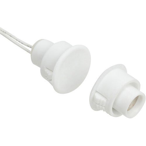 Nascom N1178CW/ST Recessed 3/4" Stubby Switch/Magnet Set for Steel/Wood Doors, Wire Leads, White