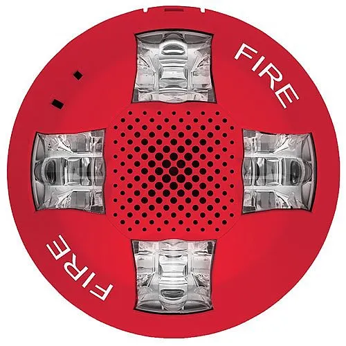 Kidde EGCAVRF Genesis EGC Ceiling Horn / Strobe, FIRE Marking, Room Side Wiring Plate Included, 15-115cd, Red