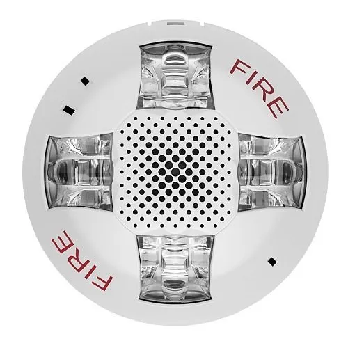 Edwards Signaling EGCSVWF Genesis Ceiling Speaker/Strobe, 15-115cd, White, FIRE Marking. Room Side Wiring Plate Included