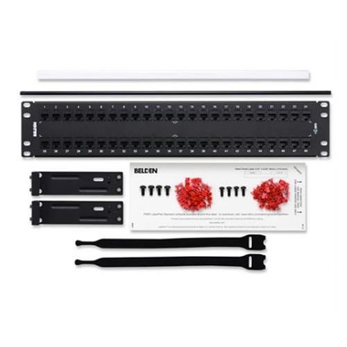 Belden AX103255 Cat KeyConect Patch Panel, 48-Port, 2U, Black