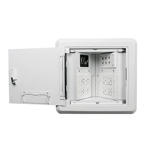 Wiremold EHWB8-WH Evolution Eight Gang Hinged Wall Box, White, TAA Compliant