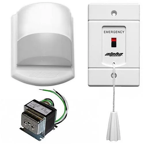 Alpha EK117B Emergency-Call for Assistance Kit with (1) SF117/2A Emergency Pull Cord Station, (1) SS106 24VAC Pigtail Transformer, (1) CDL123B Corridor Dome Light