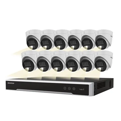 Hikvision EKI-K164T412H 16-Channel 8MP NVR with 4TB HDD and (12) 4MP Turret Cameras Kit
