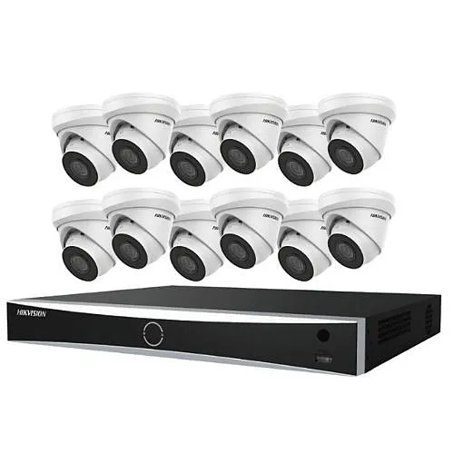 Hikvision EKI-K164T812A 16-Channel 8MP NVR with 4TB HDD and 12x 8MP Turret Cameras with 2.8 mm Lens Kit