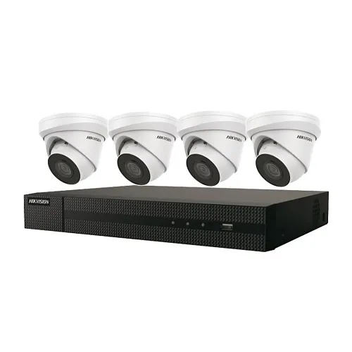 Hikvision EKI-K41T44 Value Express 5-Piece Kit, (1) ERI-K104-P4 4-PoE Port NVR, (4) ECI-T44F2 4MP Cameras, 2.8mm Lens