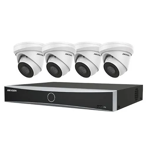 Hikvision EKI-K42T84A 4K PoE Kit, Includes DS-7604NXI-K1/4P NVR with 2TB HDD and (4) ECI-T28F2 IP Cameras with 2.8mm Lens