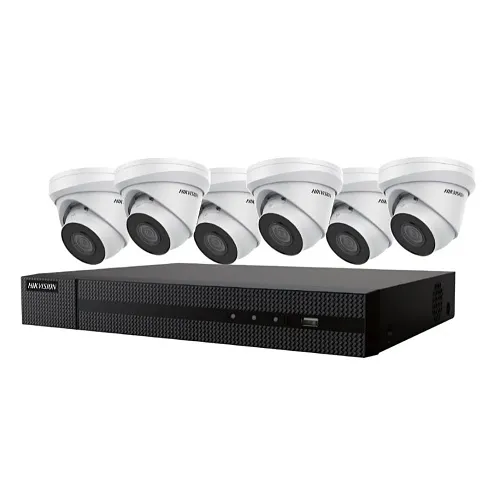 Hikvision EKI-K82T46 Value Express 7-Piece Kit, (1) ERI-K108-P8 8-PoE Port NVR, (6) ECI-T44F2 4MP Cameras, 2.8mm Lens