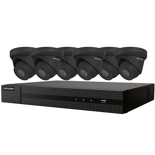 Hikvision EKI-K82T46B Value Express 7-Piece Kit, (1) ERI-K108-P8 8-PoE Port NVR, (6) ECI-T24F2B 4MP Cameras, 2.8mm Lens, Black