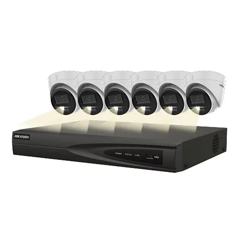 Hikvision EKI-K82T46H Surveillance Kit with (1) 8-Channel 4K NVR 2TB and (6) 4MP Turret Cameras with 2.8mm Lens