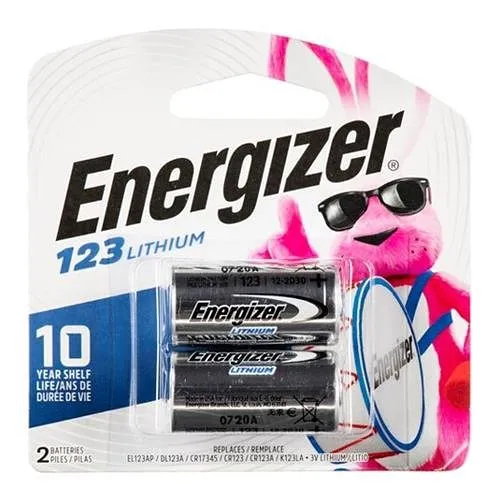 Energizer EL123APBP2 CR123 3V Lithium Batteries, 2-Pack