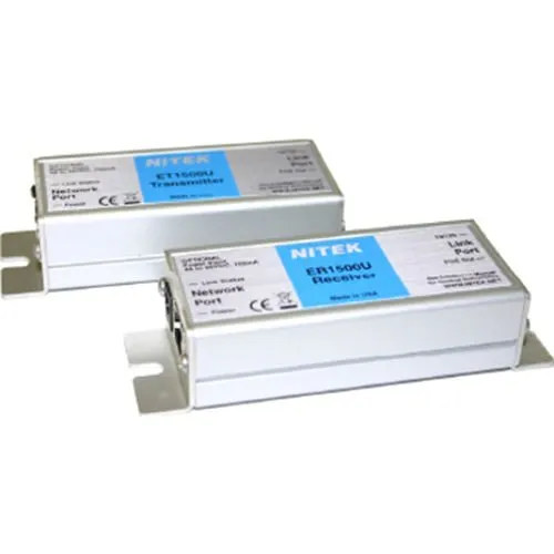 Nitek EL1500U IP Video Network Extender, 48 Volt DC, RJ45 Connector, 1.6" Width 3.6" Depth 1.1" Height, with (2) 3/8" Mounting Slot