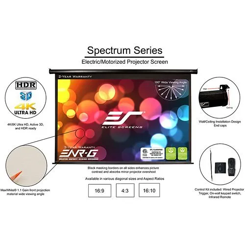 Elite Screens Spectrum Electric100h-Auhd 100" Electric Projection Screen