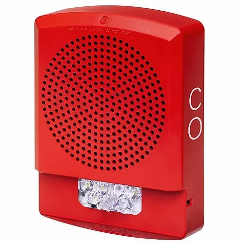 Eaton ELFHSR-CO Eluxa LED Low Frequency Indoor Horn Strobe, Wall Mount, 24V, 110/177 cd, CO Marking, Red