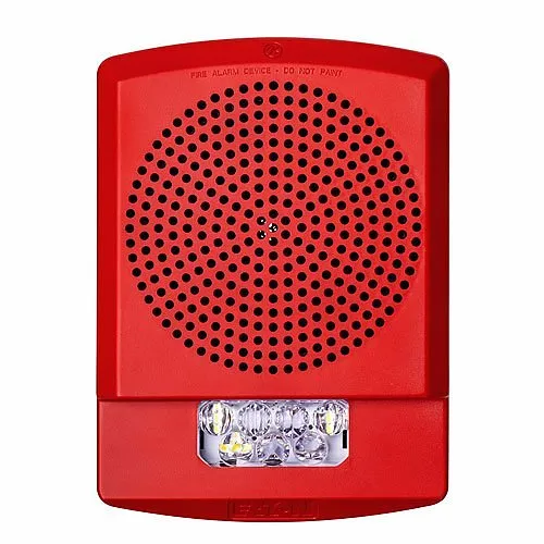 Eaton ELFHSR Wheelock Eluxa Low Frequency Sounder Strobe, Wall, FIRE Lettering, 24V, 110/177 cd, Indoor, Red