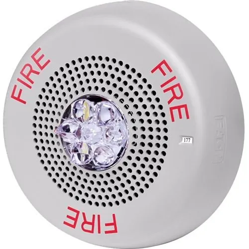 Eaton ELFHSWC Eluxa Low Frequency Sounder Strobe, Ceiling, FIRE, 110/177cd, 24V, Indoor, White