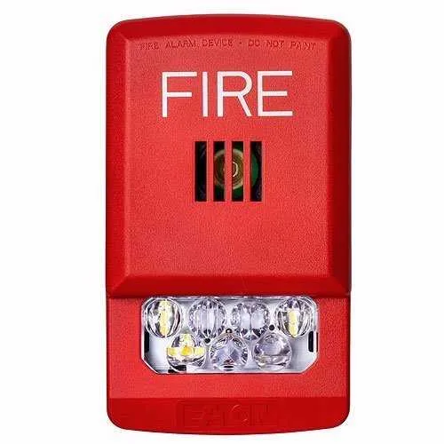 Eaton ELHSR Wheelock Eluxa LED Horn Strobe, Wall, FIRE Lettering, Clear Lens, 24V, 15/30/75/110/135/185 cd, Indoor, Red