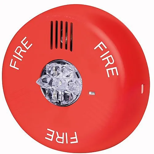 Eaton ELHSRC Wheelock Eluxa LED Horn Strobe, Ceiling, FIRE Lettering, 24V, 15/30/75/110/150/177 cd, Indoor, Red,