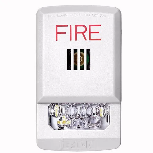 Eaton ELHSW Wheelock Eluxa LED Horn Strobe, Wall, FIRE Lettering, 24V, 15/30/75/110/135/185 cd, Indoor, White