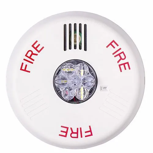 Eaton ELHSWC Wheelock Eluxa Horn Strobe, LED, Ceiling, FIRE, Clear Lens, 15/30/75/110/150/177 cd, 24V, Indoor, White