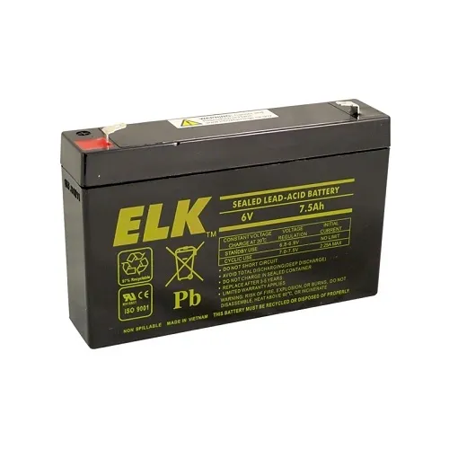ELK ELK-0675 Sealed Lead Acid Battery, 6V, 7.5A