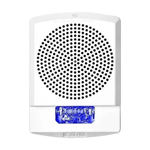 Eaton ELMTSWNB Wheelock Eluxa Multitone Strobe Horn, No Lettering, Wall Mount, 24V, Blue Lens, White