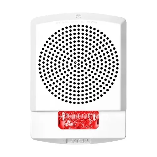 Eaton ELMTSWNR Wheelock Eluxa Multitone Strobe Horn, No Lettering, Wall Mount, 24V, Red Lens, White