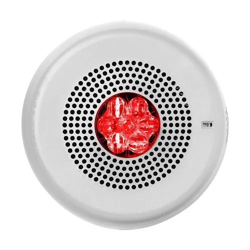 Eaton ELMTSWC-NR Wheelock Eluxa Indoor Multitone Horn Strobe, Ceiling Mount, 24V, Red