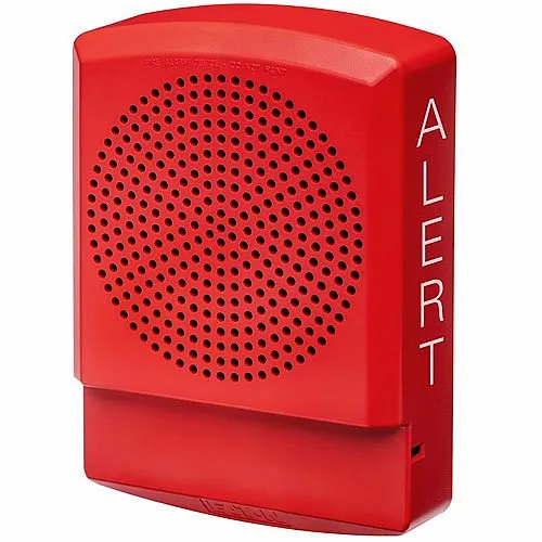 Eaton ELSPKR-AL Eluxa High Fidelity Indoor Speaker, Wall Mount, 25/70V, ALERT Marking, Clear Lens, Red