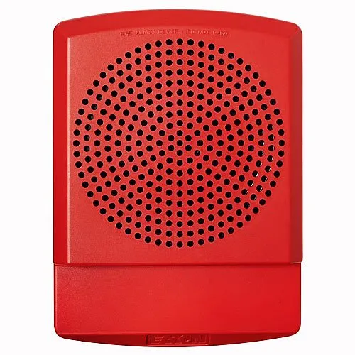 Eaton ELSPKR-N Eluxa High Fidelity Indoor Speaker, Wall Mount, 25/70V, No Lettering, Clear Lens, Red