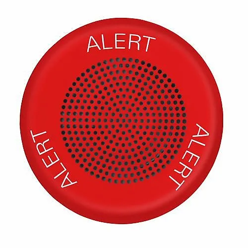 Eaton ELSPKRC-AL Eluxa High Fidelity Indoor Speaker, Ceiling Mount, 25/70V, ALERT Marking, Clear Lens, Red