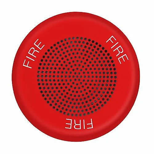 Eaton ELSPKRC Wheelock Eluxa LED High Fidelity Speaker, Ceiling, FIRE Lettering, 24VDC, Red