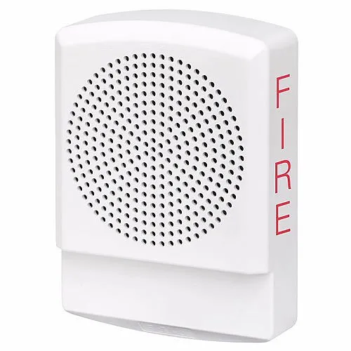 Eaton ELSPKW Wheelock Eluxa LED High Fidelity Speaker, Wall, FIRE Lettering, 24VDC, White