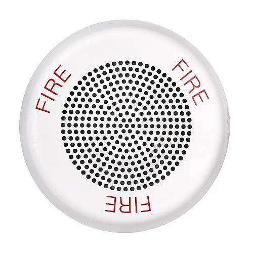 Eaton ELSPKWC Wheelock Eluxa LED High Fidelity Speaker, Ceiling, FIRE Lettering, 24VDC, White