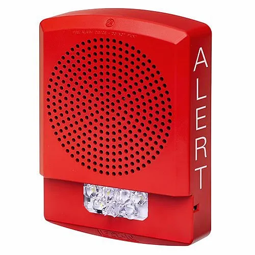Eaton ELSPSTR-AL Eluxa High Fidelity Indoor Speaker, Wall Mount, 25/70V, 15/185 cd, ALERT Marking, Clear Lens, Red