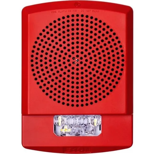 Eaton ELSPSTR-N Wheelock Eluxa LED High Fidelity Speaker Strobe, Wall, No Lettering, Clear Lens, 24VDC, 15/30/75/110/135/185 cd, Red