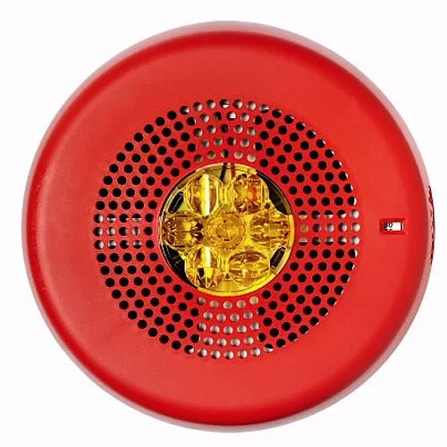 Eaton ELSPSTRC-NA Eluxa Series High Fidelity Speaker Strobe, LED, Ceiling-Mount, Red with FIRE Lettering, Clear Lens