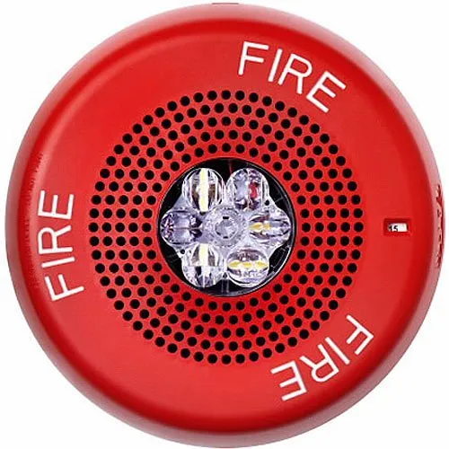 Eaton ELSPSTRC Wheelock Eluxa LED High Fidelity Speaker Strobe, Ceiling, FIRE Lettering, Clear Lens, 24VDC, 15/30/75/110/150/177 cd, Red