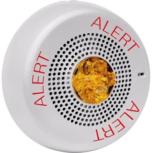 Eaton ELSPSTWC-ALA Eluxa LED High Fidelity Speaker Strobe, White, Ceiling, 24VDC, 15/30/75/110/150/177CD, ALERT, Amber Lens