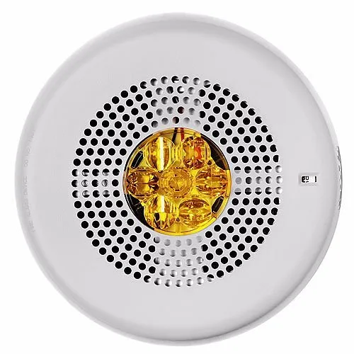 Eaton ELSPSTWC-NA Eluxa LED High Fidelity Indoor Speaker Strobe, Ceiling Mount, 25/70V, 15/177 cd, No Lettering, Amber Lens, White