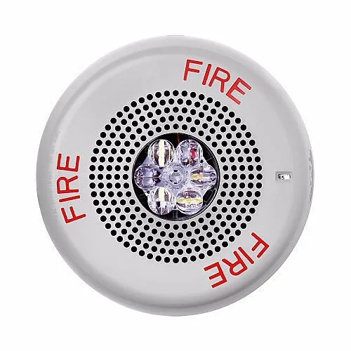 Eaton ELSPSTWC Wheelock Eluxa LED High Fidelity Speaker Strobe, Ceiling, FIRE Lettering, Clear Lens, 24VDC, 15/30/75/110/150/177 cd, White