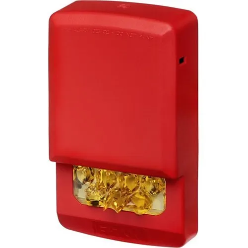 Eaton ELSTR-NA Eluxa LED Strobe, Red, Wall, 24V, 15/30/75/110/135/185CD, No Lettering, Amber Lens