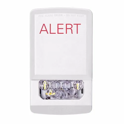 Eaton ELSTW-AL Wheelock Eluxa LED Strobe, Wall, ALERT Lettering, Clear Lens, 24V, 15/30/75/110/135/185 cd, White
