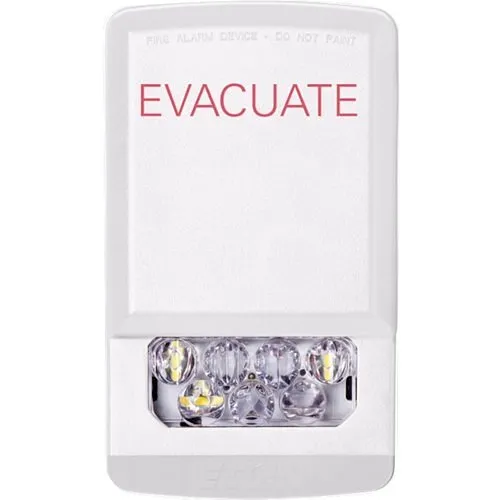 Eaton ELSTW-EV Eluxa Indoor LED Strobe, Wall Mount, 24V, 15/185 cd,EVACUATE Marking, Clear Lens, White