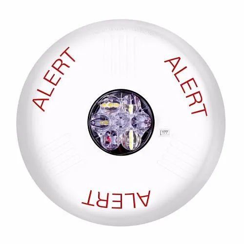 Eaton ELSTWC-AL Wheelock Eluxa LED Strobe, Ceiling, ALERT Lettering, Clear Lens, 24V, 15/30/75/110/150/177 cd, White